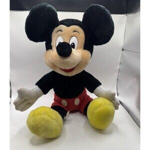 Vintage Disneyland Disney World Mickey Mouse Plush Doll Stuffed Toy 12in Clean